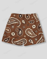 Plus Size Men's Brown Paisley Graffiti Print Sports Mesh Quick Dry Shorts